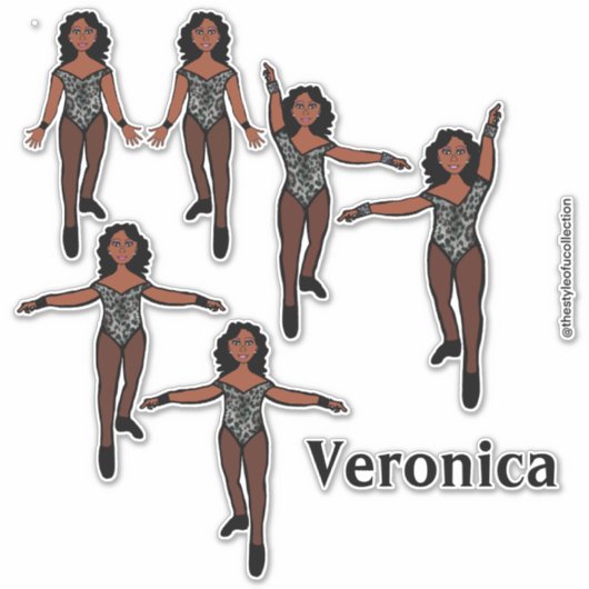 名前を追加ダンサーのステッカー黒動物A シール (正面)