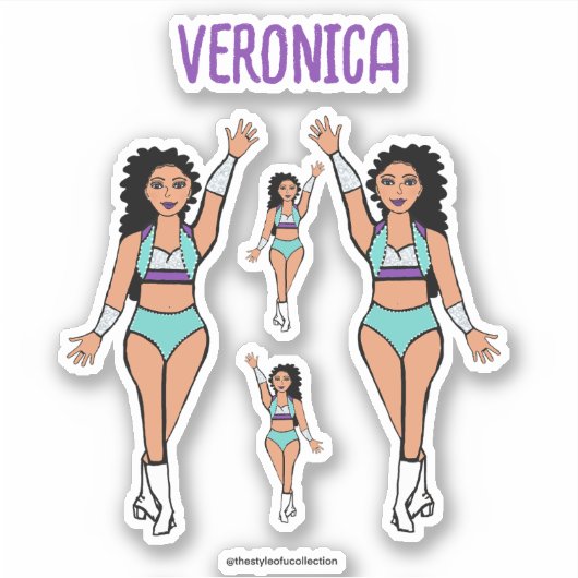 名前を追加ダンサースタンプAqua / Purple シール (正面)