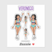 名前を追加ダンサースタンプAqua / Purple シール (シート)