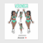 名前を追加ダンサースティッカーミント/ホワイト/ブラック シール (シート)