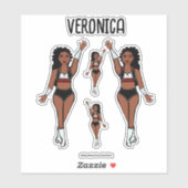 名前を追加ダンサーステッカー赤/黒/白 シール (シート)