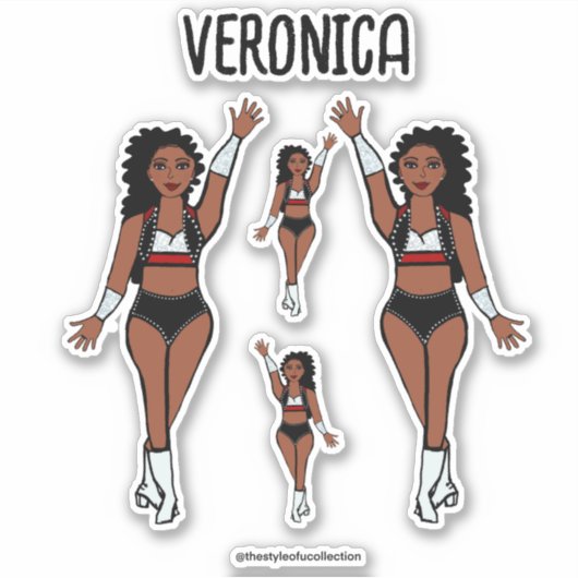 名前を追加ダンサーステッカー赤/黒/白 シール (正面)