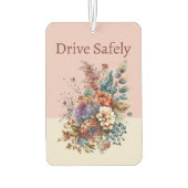 名前を追加ドライブ安全な花ピンク カーエアーフレッシュナー (裏面)