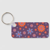 名前を追加ハッピーレトロ花70sデイジーおもしろいかわいい キーホルダー (裏面)