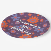名前を追加ハッピーレトロ花70sデイジーおもしろいかわいい ペーパープレート (アングル)