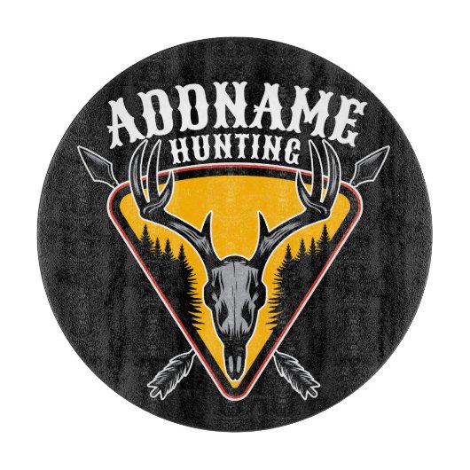 名前を追加ハンターエルクスカルビッグ〔雄ジカの〕枝角鹿狩り カッティングボード (正面)