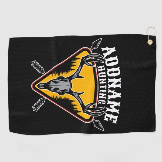 名前を追加ハンターエルクスカルビッグ〔雄ジカの〕枝角鹿狩り ゴルフタオル (横)