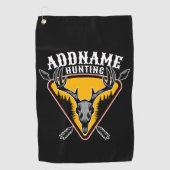 名前を追加ハンターエルクスカルビッグ〔雄ジカの〕枝角鹿狩り ゴルフタオル (正面)