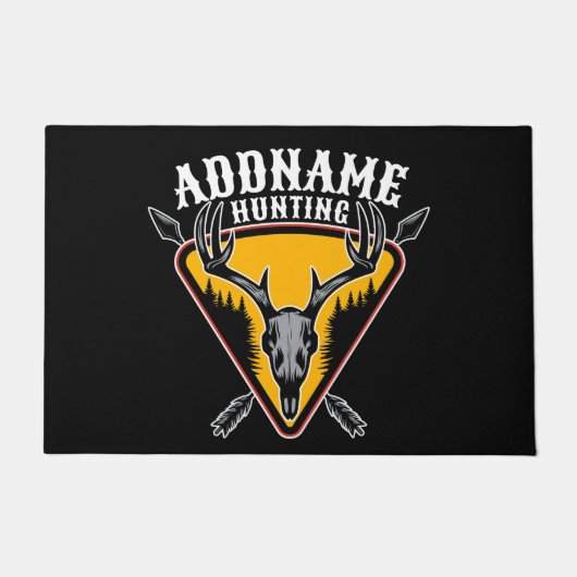 名前を追加ハンターエルクスカルビッグ〔雄ジカの〕枝角鹿狩り ドアマット (正面)