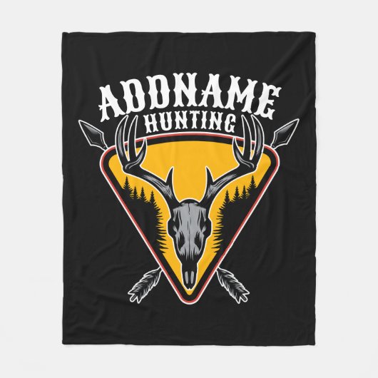 名前を追加ハンターエルクスカルビッグ〔雄ジカの〕枝角鹿狩り フリースブランケット (正面)
