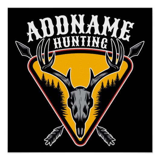 名前を追加ハンターエルクスカルビッグ〔雄ジカの〕枝角鹿狩り ポスター (正面)