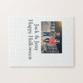 名前を追加フォト文字ハロウィーン子供ガールボーイ ジグソーパズル (横)