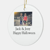 名前を追加フォト文字ハロウィーン子供ガールボーイ セラミックオーナメント (左)