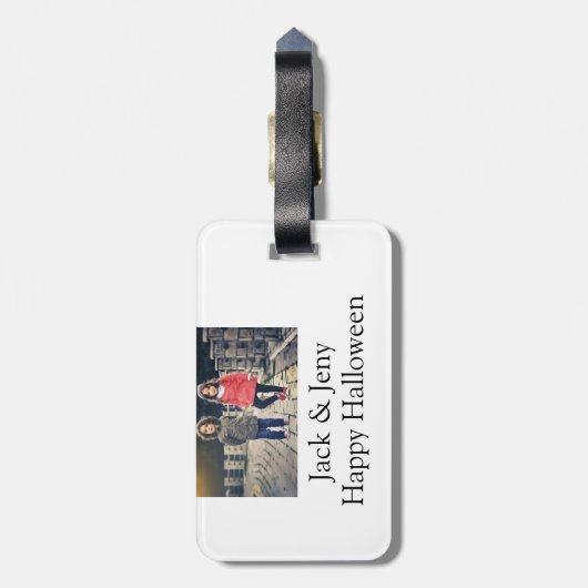 名前を追加フォト文字ハロウィーン子供ガールボーイ ラゲッジタグ (裏面縦)