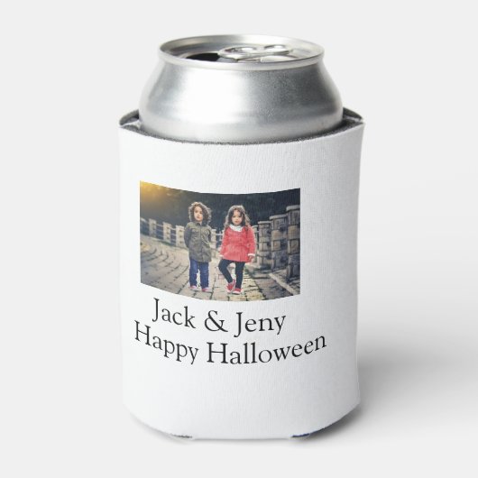 名前を追加フォト文字ハロウィーン子供ガールボーイ 缶クーラー (缶正面)