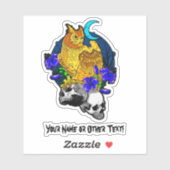 名前を追加フクロウタロンスカルブルーフラワームーン シール (シート)