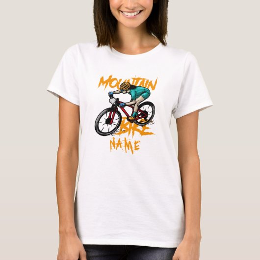 名前を追加マウンテンバイクレーサーライダー Tシャツ (正面)