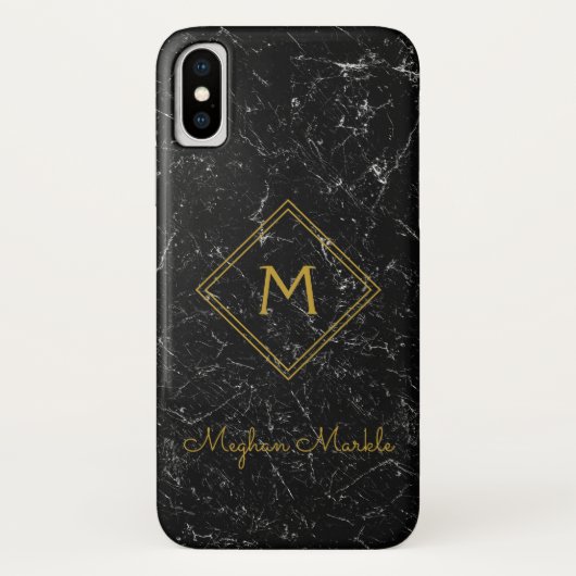 名前を追加モダンパーソナライズされたシンプルBlack Marble Case-Mate iPhoneケース (裏面)