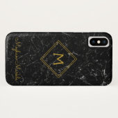 名前を追加モダンパーソナライズされたシンプルBlack Marble Case-Mate iPhoneケース (裏面(横))
