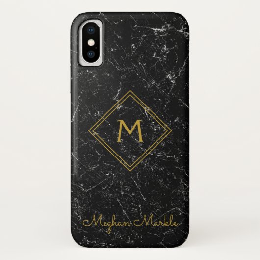名前を追加モダンパーソナライズされたシンプルBlack Marble Case-Mate iPhoneケース (裏面)