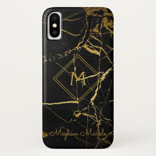 名前を追加モダンパーソナライズされたシンプルBlack Marble Case-Mate iPhoneケース (裏面)