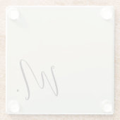 名前を追加モダンモノグラムイニシャル書 ガラスコースター (裏面)