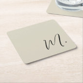 名前を追加モダンモノグラムイニシャル書 スクエアペーパーコースター (アングル)