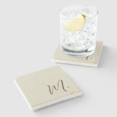 名前を追加モダンモノグラムイニシャル書 ストーンコースター (横)