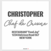 名前を追加レストランシェフde料理 シール (シート)