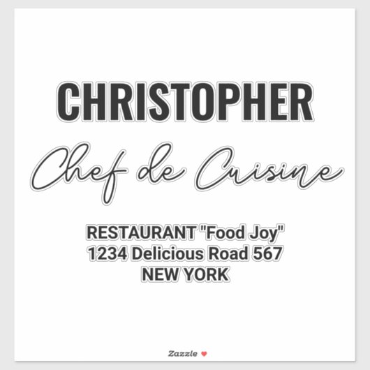 名前を追加レストランシェフde料理 シール (シート)