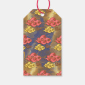 名前を追加中国の旧正月ドラゴンブルー金ゴールド ギフトタグ (裏面)