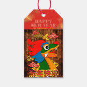 名前を追加中国の旧正月ドラゴンレッド金ゴールド ギフトタグ (正面)