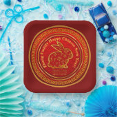 名前を追加中国の2023年うさぎ赤金ゴールド9" ペーパープレート (パーティー)