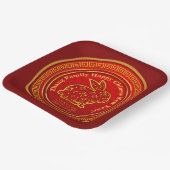 名前を追加中国の2023年うさぎ赤金ゴールド9" ペーパープレート (傾斜あり)