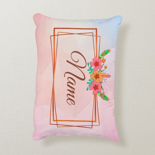 名前を追加文字を編集し、私たちは抱擁ボホフラワー アクセントクッション (裏面(縦))