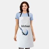 名前を追加文字ゴルフボールクラブスポーツ機器 エプロン (着用した状態)