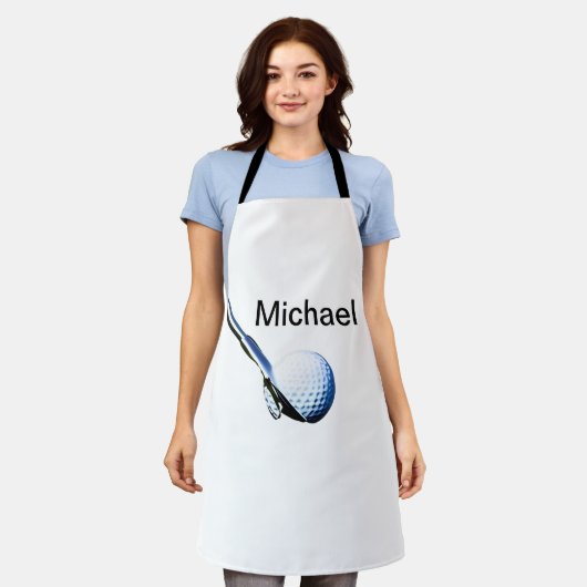 名前を追加文字ゴルフボールクラブスポーツ機器 エプロン (着用した状態)