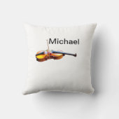 名前を追加文字ブラウンのバイオリン音楽の愛好家のスローp クッション (裏面)
