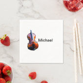 名前を追加文字ブラウンのバイオリン音楽の愛好家のスローp スタンダードカクテルナプキン (インサイチュ)