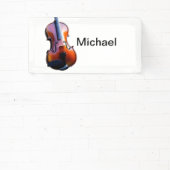 名前を追加文字ブラウンのバイオリン音楽の愛好家のスローp 横断幕 (インサイチュ)