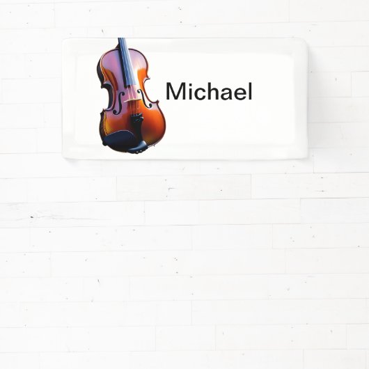 名前を追加文字ブラウンのバイオリン音楽の愛好家のスローp 横断幕 (インサイチュ)