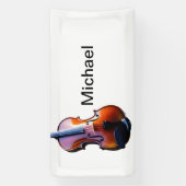 名前を追加文字ブラウンのバイオリン音楽の愛好家のスローp 横断幕 (縦)