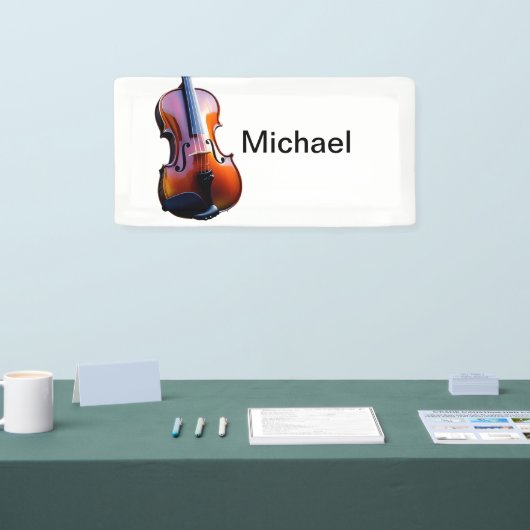 名前を追加文字ブラウンのバイオリン音楽の愛好家のスローp 横断幕 (トレードショー)