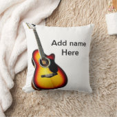 名前を追加文字茶色のアコースティックギター編集可能 クッション (ブランケット)