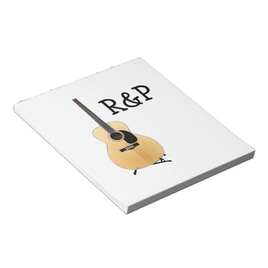 名前を追加文字茶色のアコースティックギター編集可能 ノートパッド (アングル)