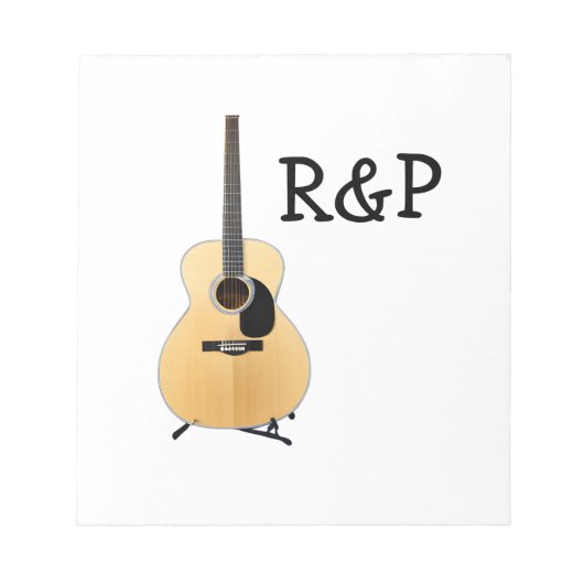 名前を追加文字茶色のアコースティックギター編集可能 ノートパッド (正面)