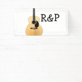名前を追加文字茶色のアコースティックギター編集可能 横断幕 (インサイチュ)
