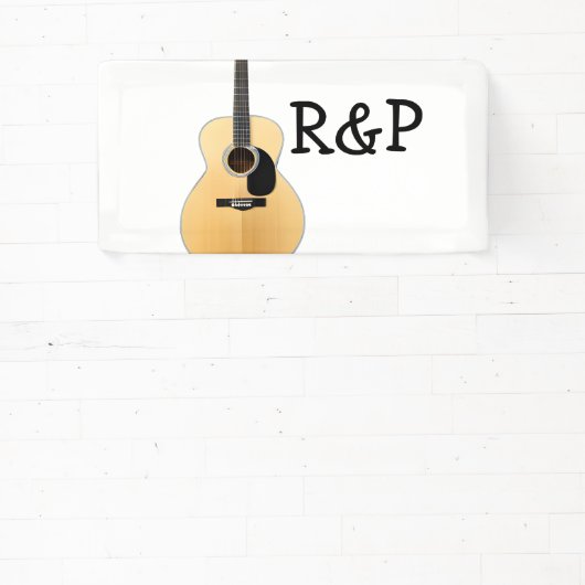 名前を追加文字茶色のアコースティックギター編集可能 横断幕 (インサイチュ)