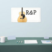 名前を追加文字茶色のアコースティックギター編集可能 横断幕 (トレードショー)