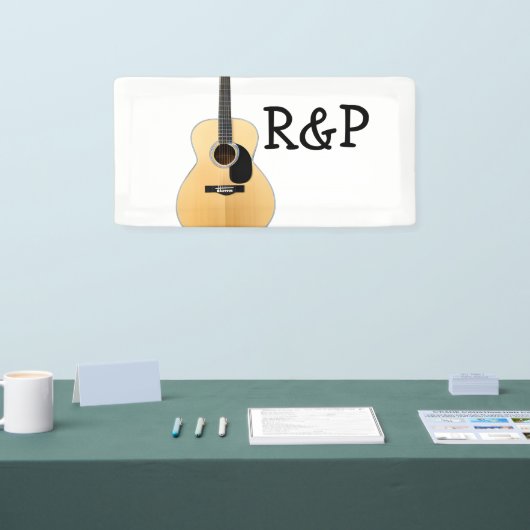 名前を追加文字茶色のアコースティックギター編集可能 横断幕 (トレードショー)